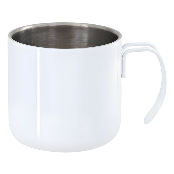 Mugs - Metal Mugs - 10oz Stainless Steel Mug with Wire Handle - WHITE - Longforte Trading Ltd