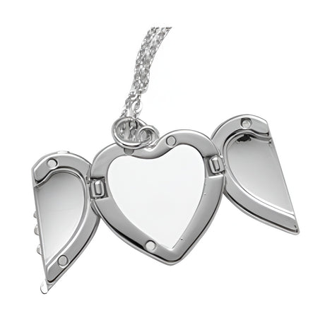 Sublimation Heart Angel Wings Necklace - Silver