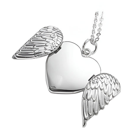 Sublimation Heart Angel Wings Necklace - Silver