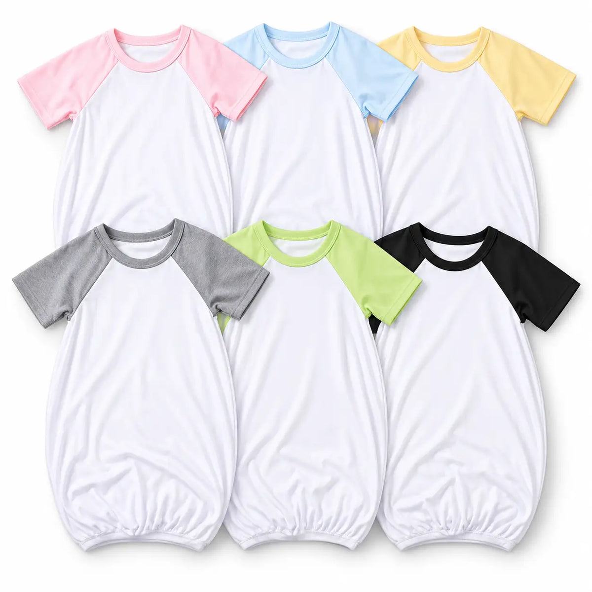 Sublimation Baby Nightwear - Raglan Sleeves - Pack of 5