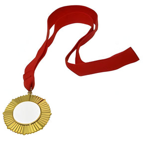 Gold Sublimation Medal with Ribbon, Ornate Style