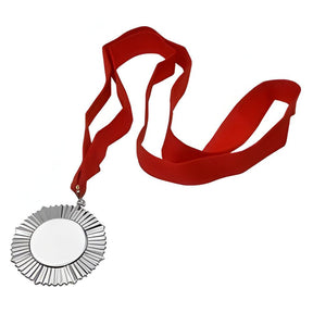 Silver Sublimation Medal with Ribbon, Ornate Style