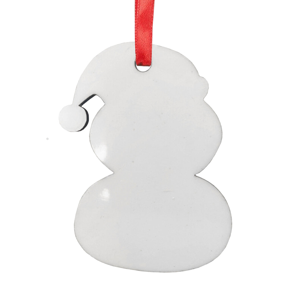 Ornaments - 10 x MDF Hanging Ornament with Red Ribbon - Snowman