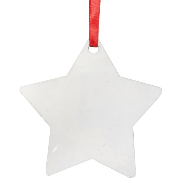 Ornaments - 10 x MDF Hanging Ornament with Red Ribbon - Star