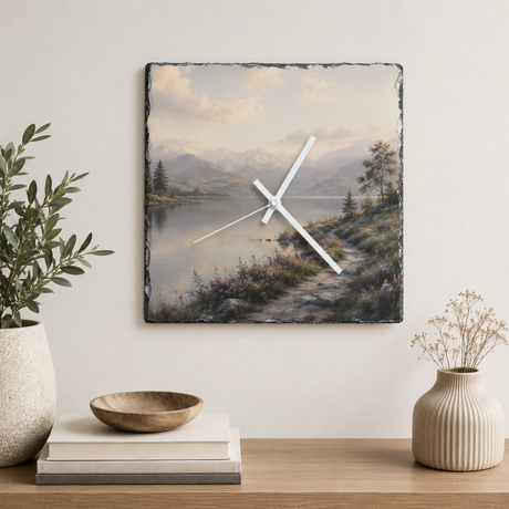 27cm x 27cm Sublimation Photo Slate Clock - Glossy Finish