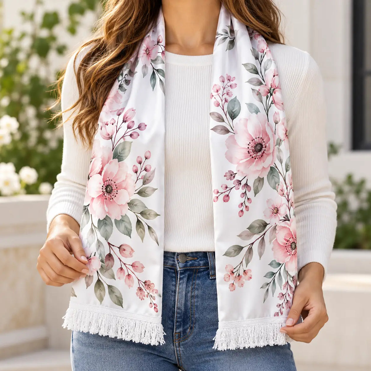 Sublimation Double-Sided Glossy Scarf with Tassels