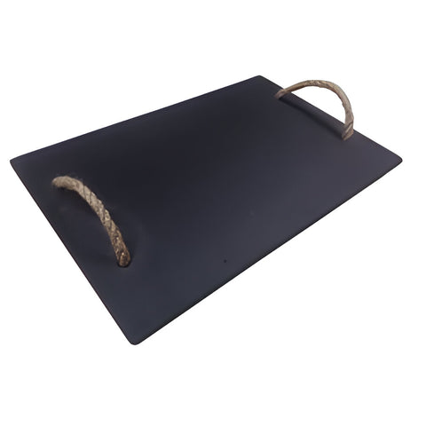 Ardoise noire – Gravable – Plateau de service 20 cm x 30 cm avec poignées en corde dans une boîte cadeau