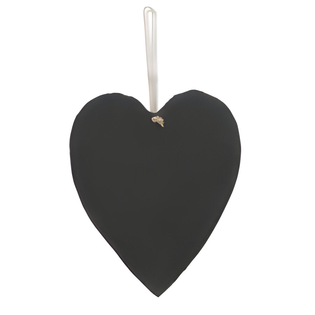 Schwarze Schiefertafel – Gravierbar – Hängendes Herz-Memo – 15 cm x 17 cm