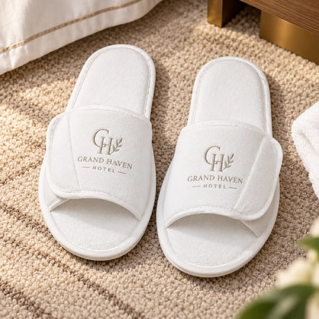Schuhe - Hausschuhe/Slipper mit offener Spitze - Weiß