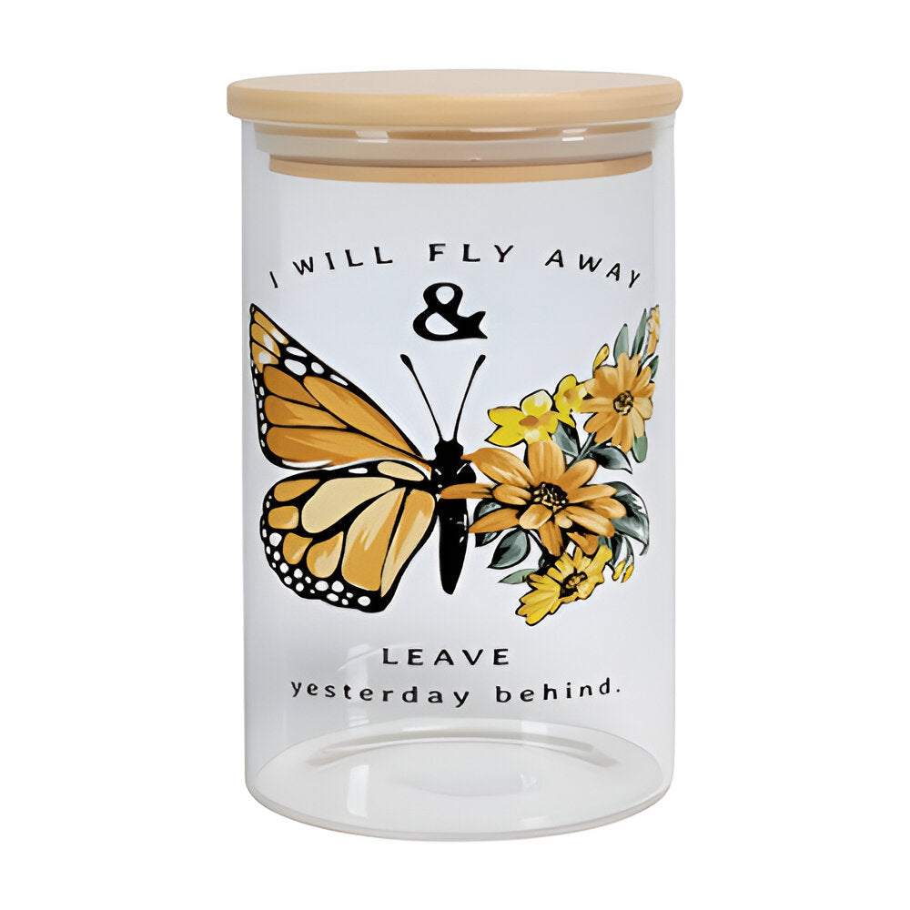 Becher - Glas - 550ml Glas mit Bambusdeckel &amp; Strohhalm - DUNKELBLAU