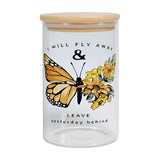 Becher - Glas - 550ml Glas mit Bambusdeckel &amp; Strohhalm - DUNKELBLAU