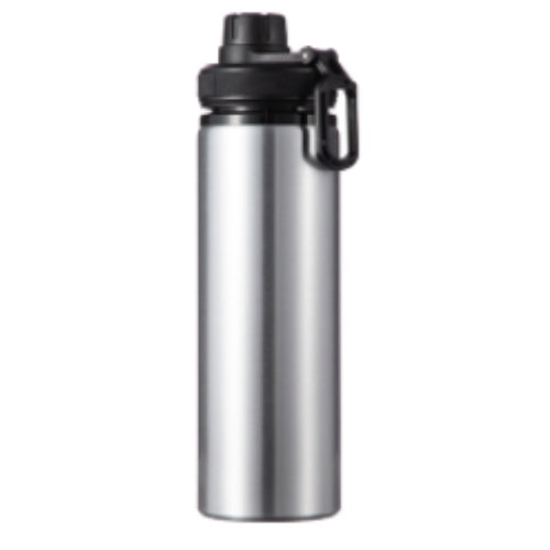 VOLLER KARTON - 50 x PROVENTURER Wasserflaschen - 850ml Flip Bottle - SILBER/SCHWARZ