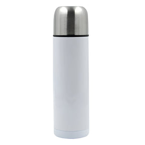 750ml Stainless Steel Sublimation Flask, Silver Lid/ White Body