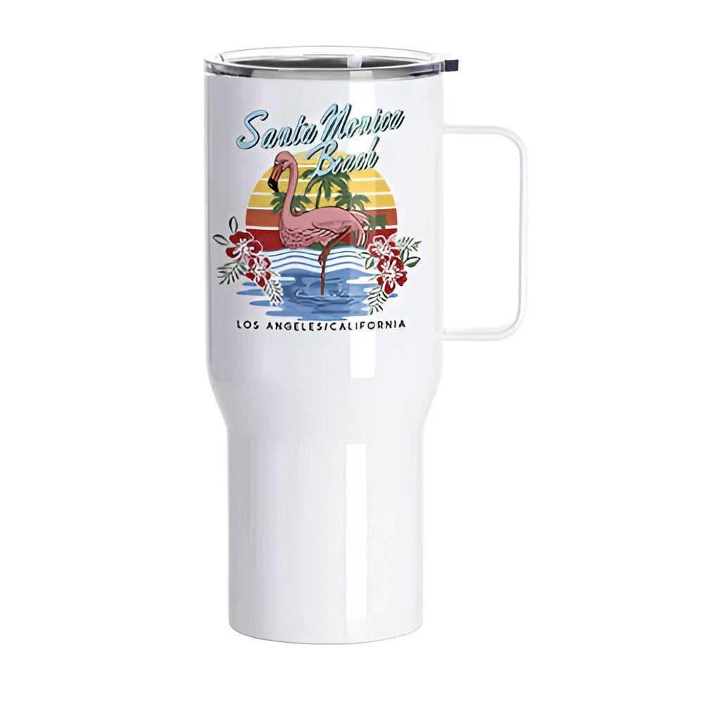 STAINLESS STEEL TUMBLER ホワイト Sロゴ入り Mugs - STAINLESS STEEL - 25oz Tumbler with Lid (No Handle) - White