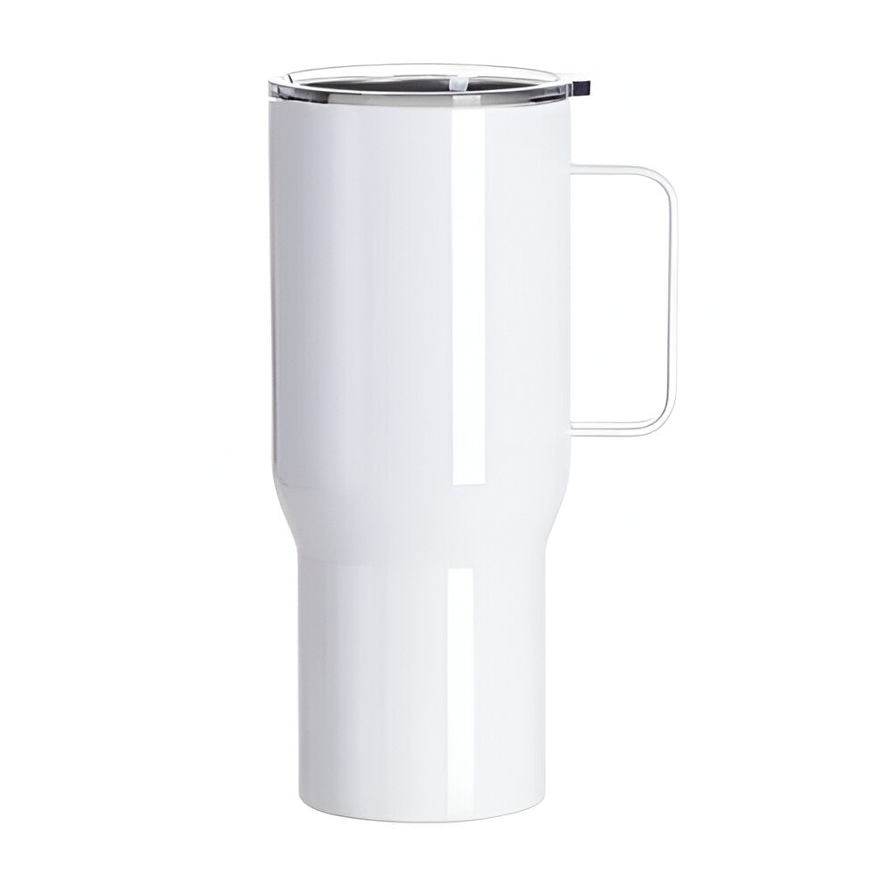 Mugs - STAINLESS STEEL - 25oz Tumbler with Lid (No Handle) - White