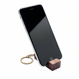 Walnut Wood Keyring with Built-In Phone Stand