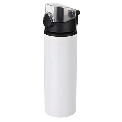 Wasserflaschen - SCHWARZ - Farbiger Klappdeckel - 750ml - Weiß