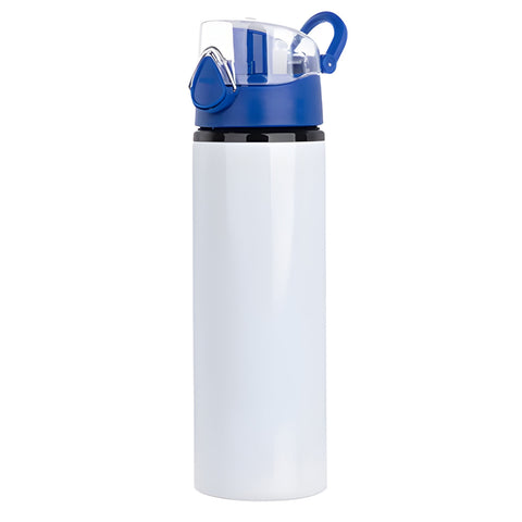 Bouteilles d'eau - BLEU - Couvercle rabattable coloré - 750 ml - Blanc