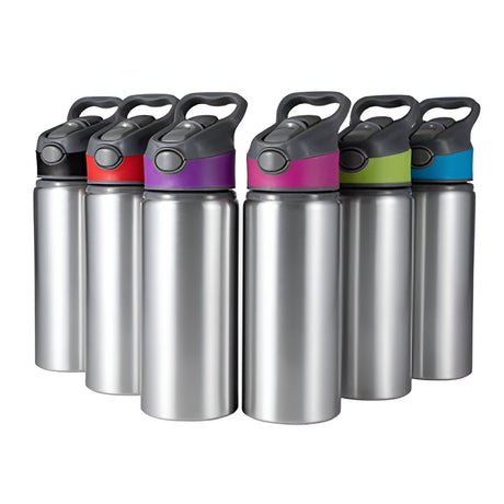 Bouteilles d'eau - Pack de 6 x EXPLORER - 650ml - ARGENT/ NOIR