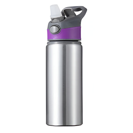650ml Explorer Sublimation Aluminium Water Bottle - Purple Lid/Silver Body