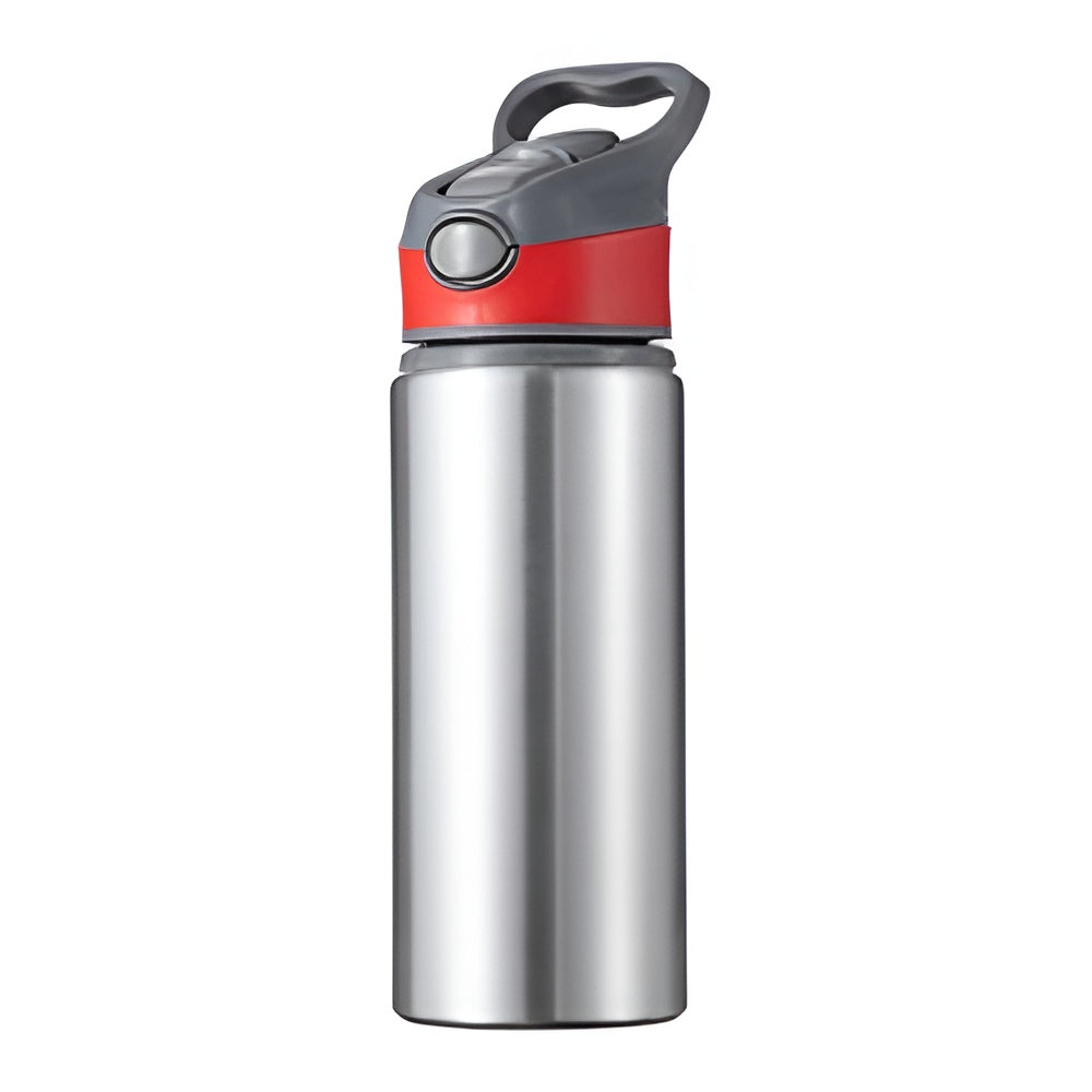 650ml Explorer Sublimation Aluminium Water Bottle - Red Lid/Silver Body
