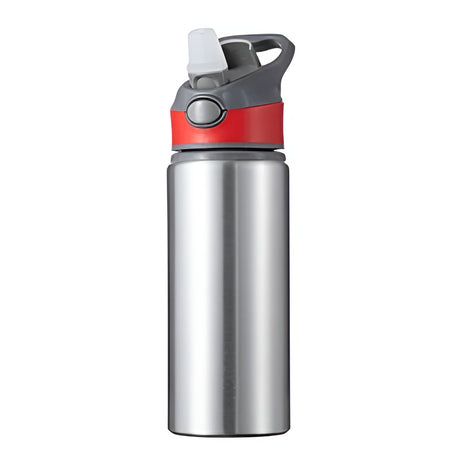 650ml Explorer Sublimation Aluminium Water Bottle - Red Lid/Silver Body