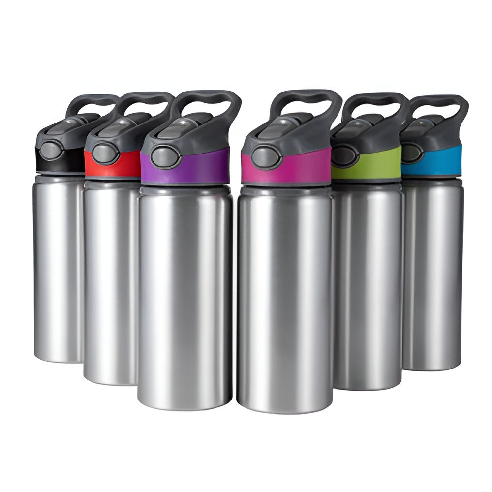 650ml Explorer Sublimation Aluminium Water Bottle - Red Lid/Silver Body