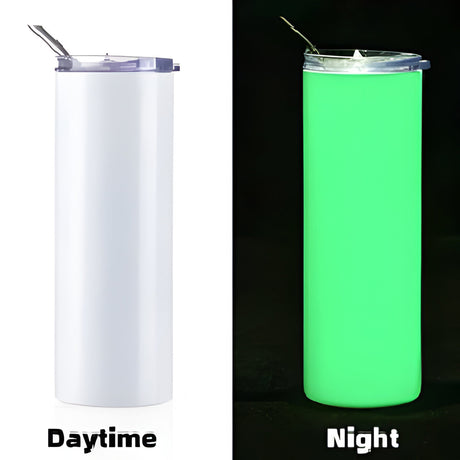 600ml Stainless Steel Sublimation Tumbler - Glow In Dark - Green