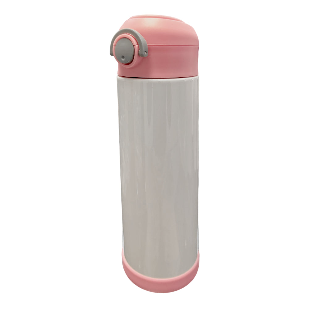 Wasserflaschen - Schlanker Edelstahl - WEISS - 600ml Becher mit Strohhalm