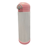 Wasserflaschen - Schlanker Edelstahl - WEISS - 600ml Becher mit Strohhalm