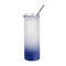 Water Bottles - Glass - Skinny - Frosted (DARK BLUE) 750ml Tumbler with Plastic Lid