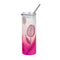 Water Bottles - Glass - Skinny - Frosted (PINK) 750ml Tumbler with Plastic Lid