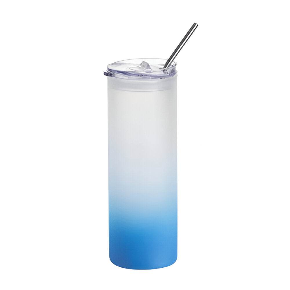 Water Bottles Glass Skinny Frosted (SKY BLUE) 750ml Tumbler with