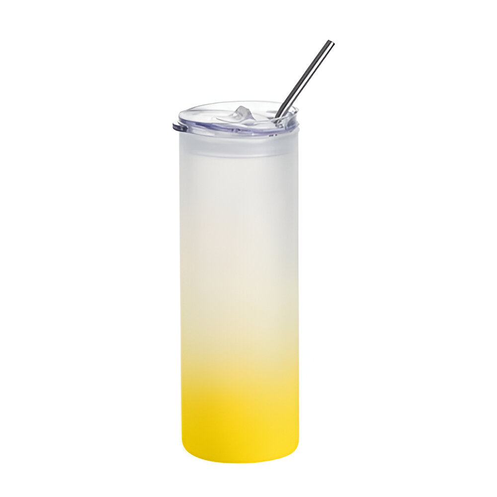 Water Bottles Glass Skinny Frosted (YELLOW) 750ml Tumbler with
