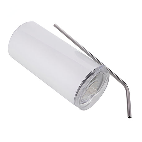 480ml Stainless Steel Sublimation Tumbler with Straw - White