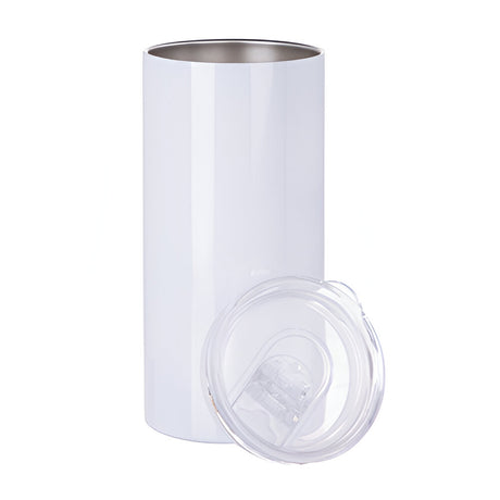 480ml Stainless Steel Sublimation Tumbler with Straw - White