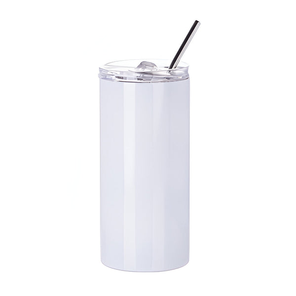 Water Bottles - 480ML-Slim Stainless Steel - WHITE - 480ML Tumbler with Straw