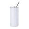 Water Bottles - 480ML-Slim Stainless Steel - WHITE - 480ML Tumbler with Straw