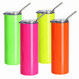 600ml Stainless Steel Sublimation Tumbler with Straw - Neon