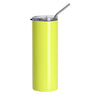 600ml Stainless Steel Sublimation Tumbler with Straw - Neon