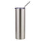 Water Bottles - Slim Stainless Steel - SILVER - 600ml Tumbler with Straw
