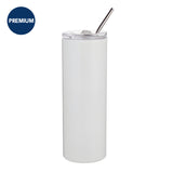 600ml PREMIUM Slim Stainless Steel Sublimation Tumbler with Straw - White