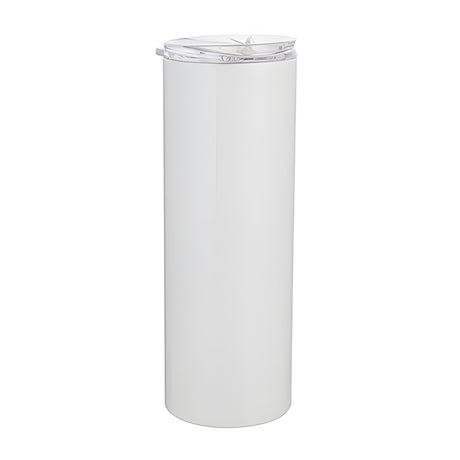 ECO VALUE 600ml Slim Stainless Steel Sublimation Tumbler with Straw - White