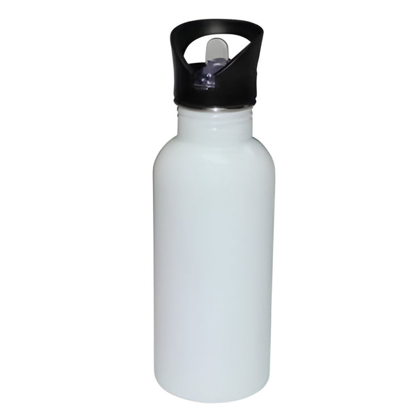 Water Bottles - Straw Top - STAINLESS STEEL - 500ml - White