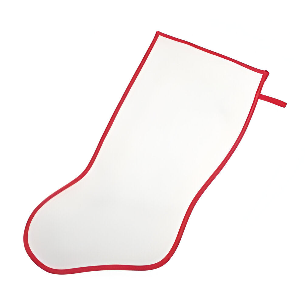 Chaussette de Noël vierge par sublimation avec bordure rouge - 20,5 cm (largeur) x 45 cm (hauteur)