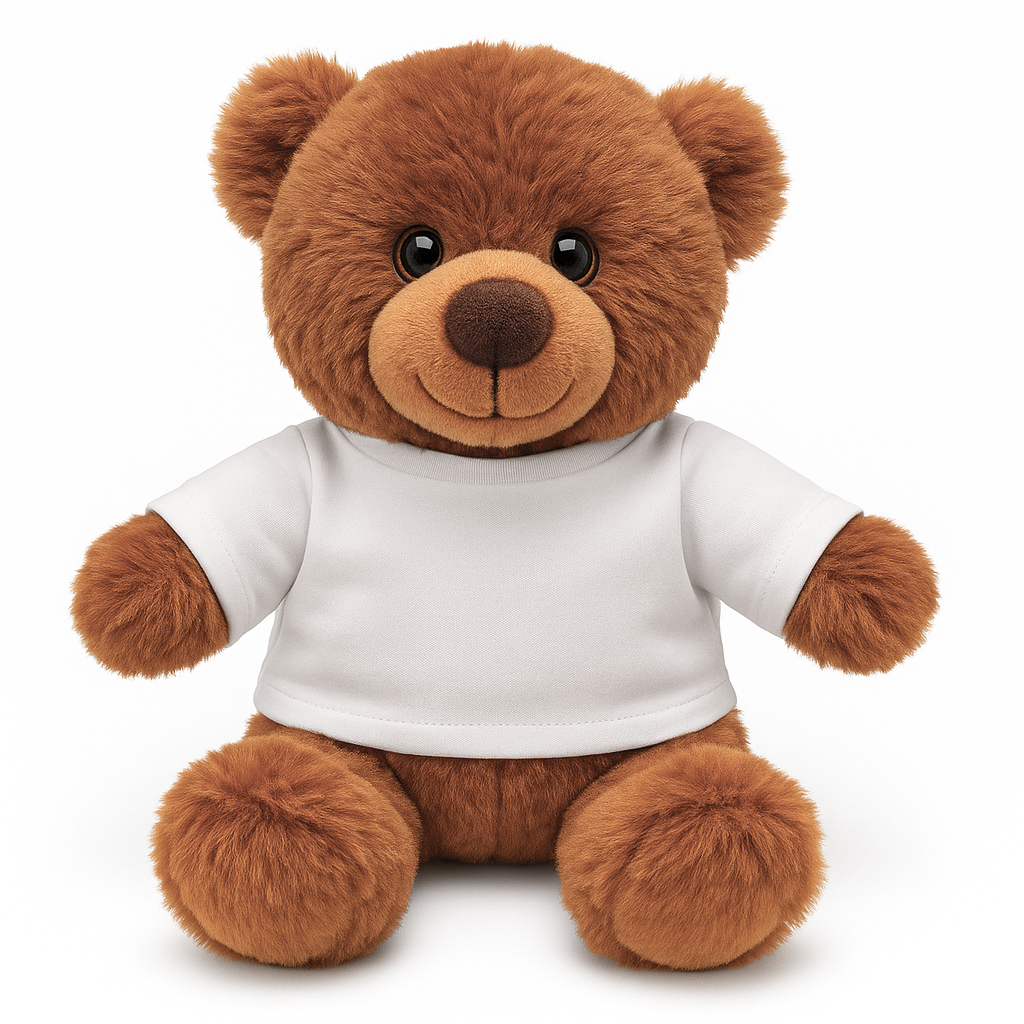 CARTON COMPLET - 50 x Ours en peluche marron foncé avec t-shirt imprimable