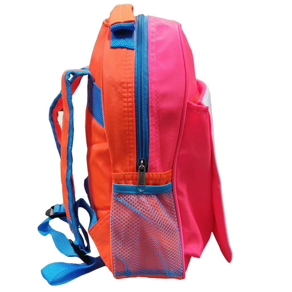 Taschen – Neonfarbene Rucksäcke mit Klappe – Orange und Pink, gut sichtbar – 33 cm x 31 cm x 8 cm