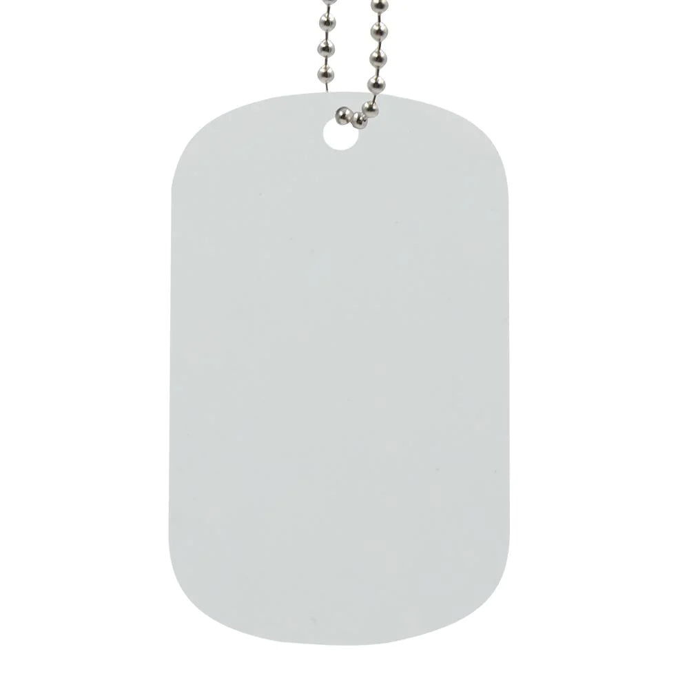 Dog Tag - WHITE - Stainless Steel - Double Sided - Longforte Trading Ltd