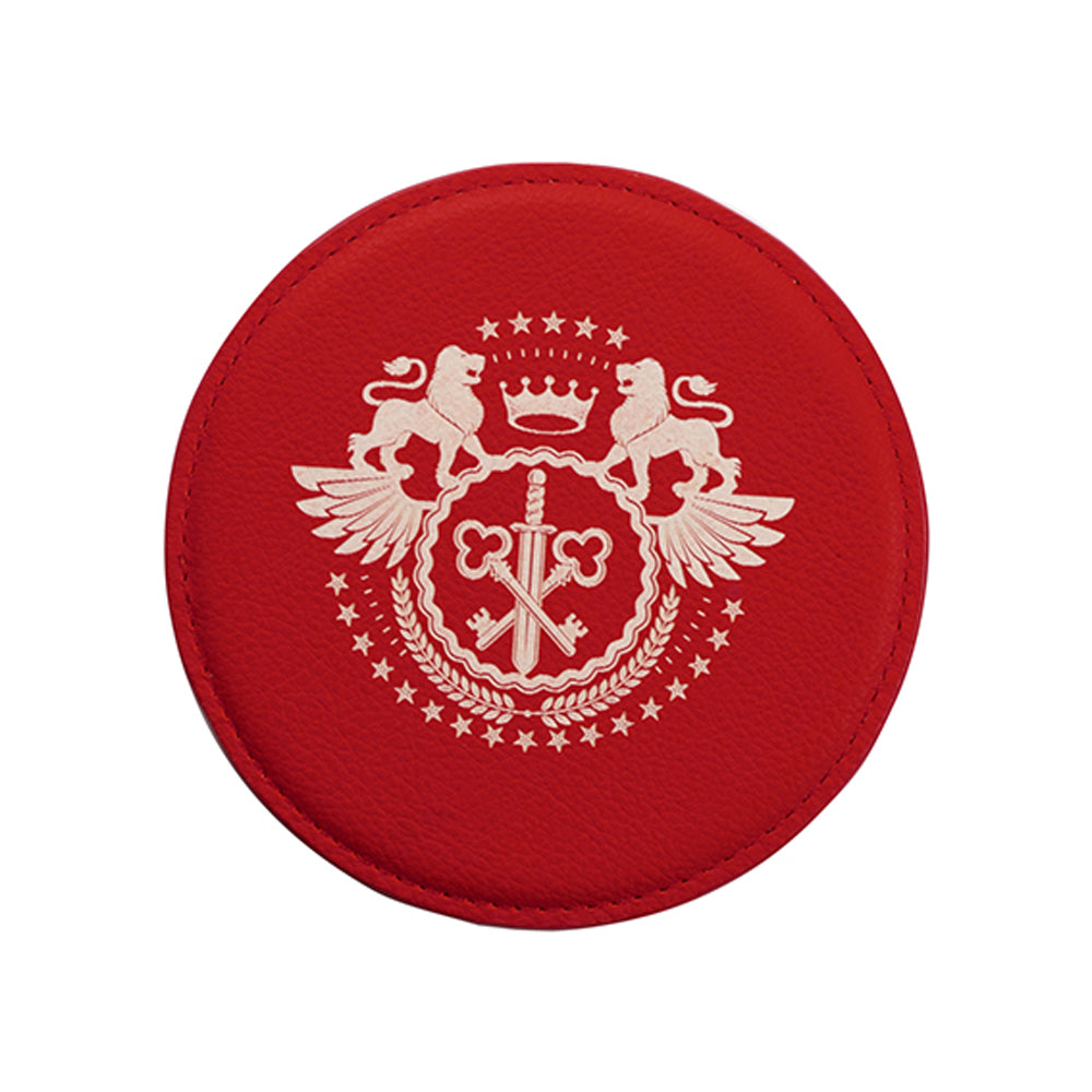 Engravables - PU LEATHER - Coaster - ROUND - 10cm - Red