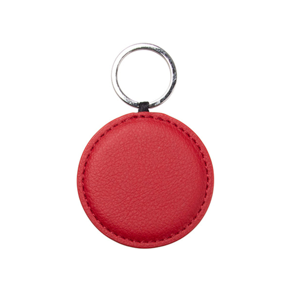 Engravables - PU LEATHER - Keyring - ROUND - 5cm - Red